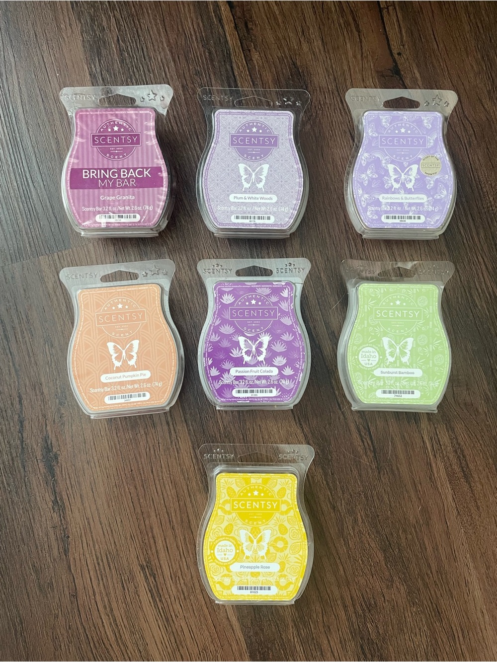 Scentsy Wax Bars 3.2oz Plum Pineapple Grape Coconut Pumpkin Rainbows Lot Of 7